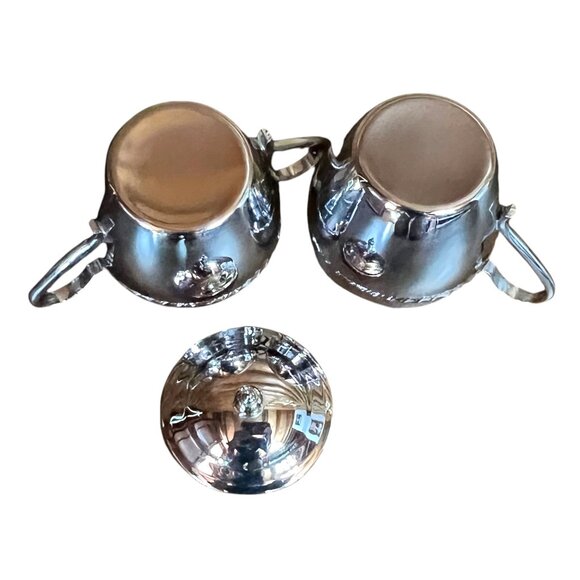 Vintage Silver Plated Creamer and Sugar Bowl with Lid Set - Picture 4 of 6